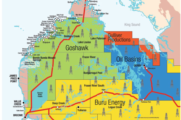 Major exploration leases across the Kimberley. 