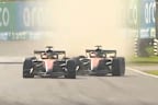 Oscar Piastri (left) and Lando Norris battle for fourth spot.