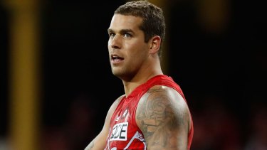 Lance Franklin of the Swans during the 2016 Indigenous round.