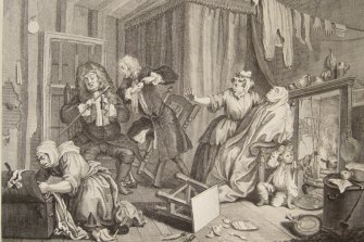William Hogarth’s engraving ‘A Harlot’s Progress’ shows Moll Hackabout dying of syphilis, having come to London as a young woman from the countryside and ‘fallen into prostitution’.