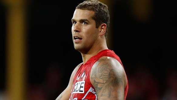 Lance Franklin of the Swans during the 2016 Indigenous round.