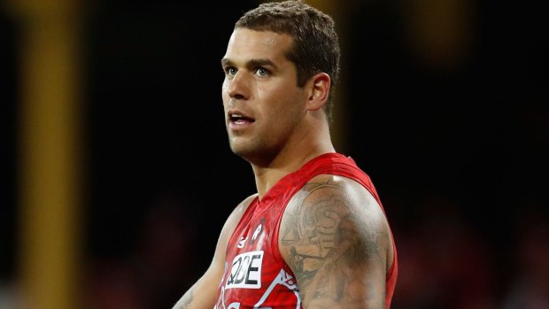 Lance Franklin of the Swans during the 2016 Indigenous round.