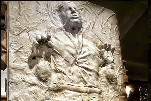 The 6-foot tribute to frozen-in-carbonite Han Solo, made from bread dough.