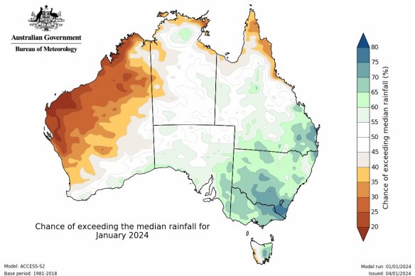 The bureau expects above-average rainfall across NSW in January and for the rest of summer.