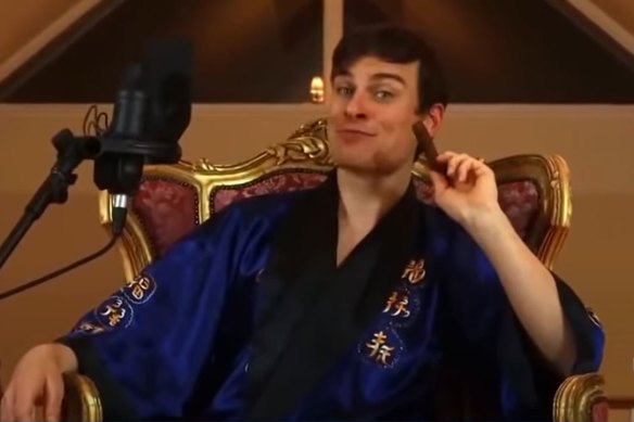 Jordan Shanks pictured in a still from the “bruz” video, which was filmed at Mr Barilaro’s house.