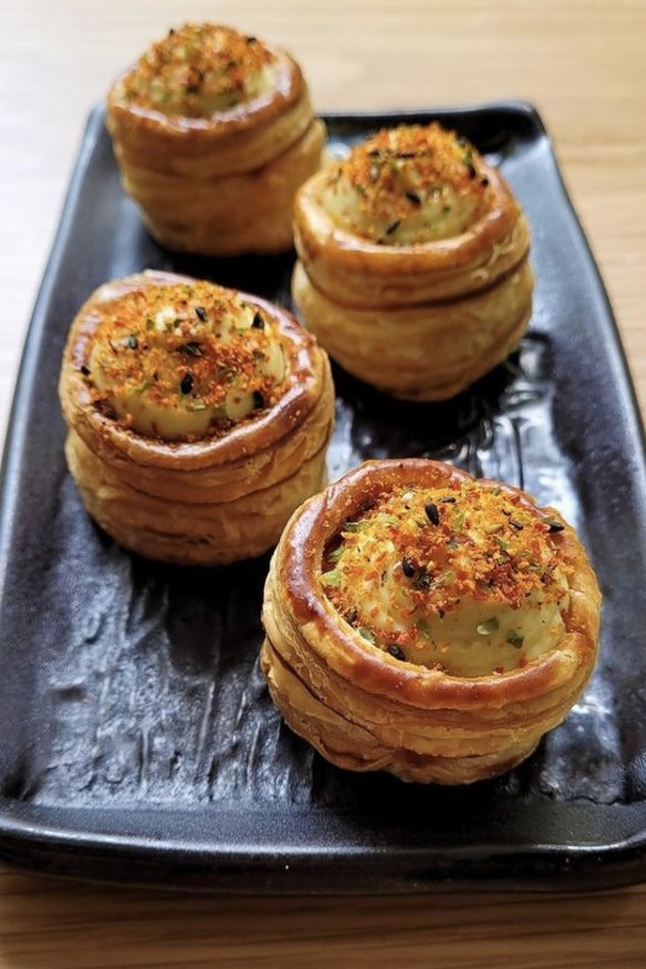 Sweetcorn custard vol-au-vents.