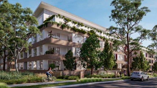 An artist impression of the proposal to build 686 apartments on the former Caringbah High School site.