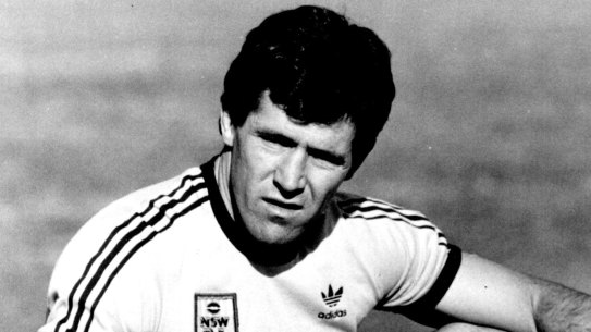 Steve Folkes relaxes during training before a State of Origin clash in 1986.