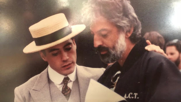 Andrew Jack with Robert Downey Jr on the set of Chaplin released 1992.