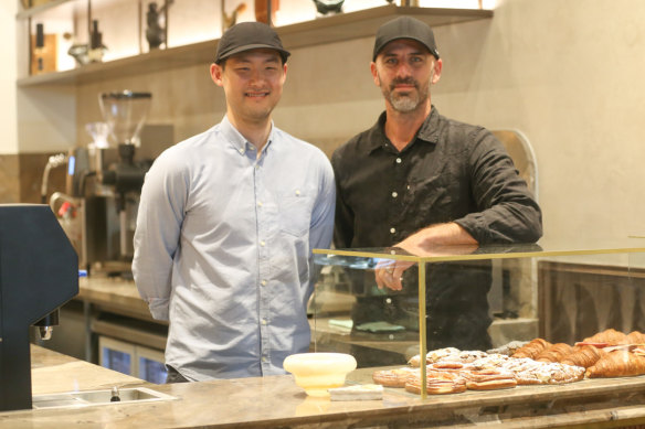 Kingswood Coffee Sydney Place business partners Dai Jung (left) and Mikey Jordan.