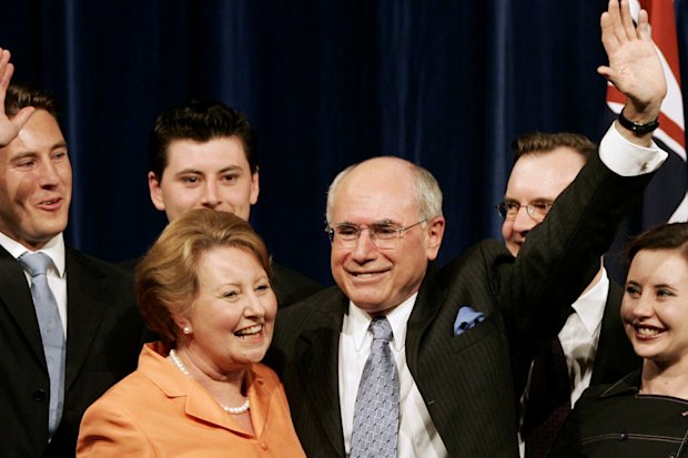 John Howard celebrates his 2004 election victory. The seeds for his loss three years later were sown in 2005.