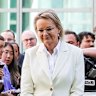 Sussan Ley departs after a media conference where she announced she would resign from parliament in coming weeks.