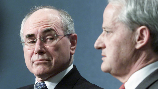 John Howard and his then immigration minister Philip Ruddock in 2001 at the time of the Tampa crisis.
