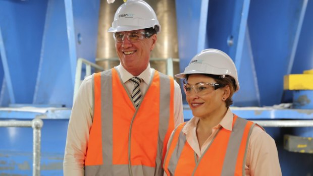 Jackie Trad - pictured with Anthony Lynham at Wivenhoe on Thursday - says CleanCo is one of the most significant changes in Queensland’s energy markets. 