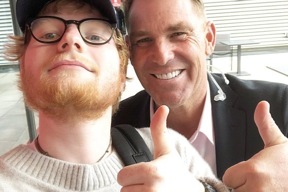 Friends: British singer Ed Sheeran and the late Shane Warne.