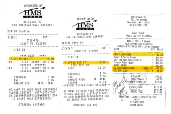 Alcohol receipts signed by Canterbury-Bankstown mayor Khal Asfour.