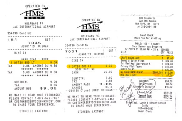 Alcohol receipts signed by Canterbury-Bankstown mayor Khal Asfour.