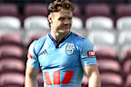 Blues star Ethan Strange at training in Brisbane.