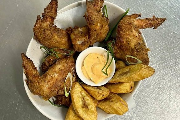 Cuban wings, plantain chips and voodoo mayo.