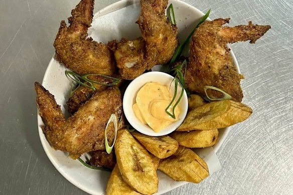 Cuban wings, plantain chips and voodoo mayo.