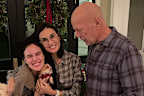 Tallulah Willis and her parents Demi Moore and Bruce Willis and Demi's dog, Pilaf.