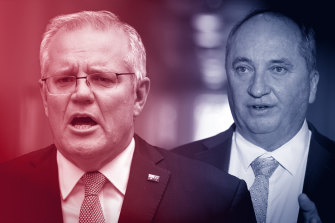 Barnaby Joyce (right) is a liability for the Coalition.