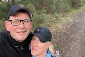 Premier Daniel Andrews has posted a photo of him and his wife Catherine Andrews out for a walk the day before he returns to work after his serious injury.