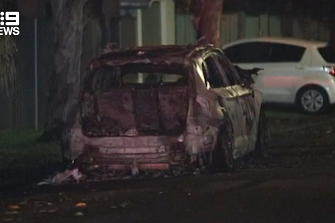 A burnt-out car found in Croydon Park on Saturday morning. It is unclear if it is linked to the shooting.