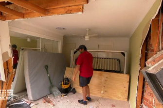 Rahul Walimbe surveys the extent of the damage to his Glenmore Park home. 