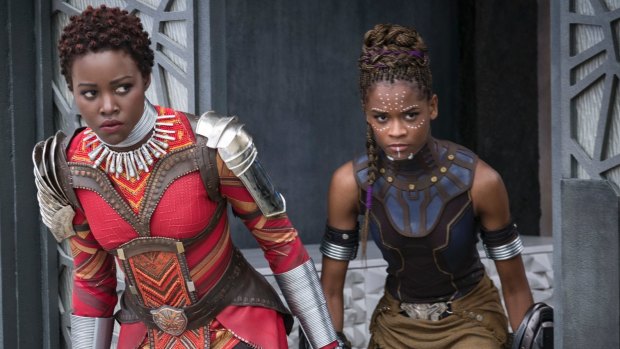 Lupita Nyong'o and Letitia Wright in Black Panther, which won three Oscars.