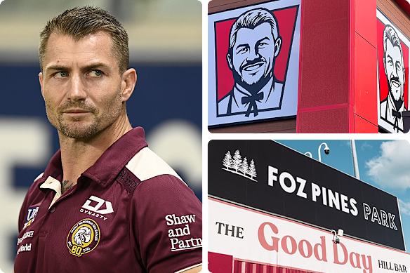 Kieran Foran has taken over the northern beaches, with his name and face at KFC Manly Vale and 4Pines Park.