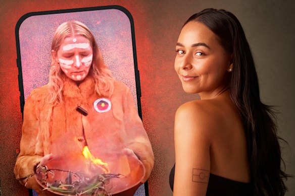 Lisa Jane Spencer (left) as she appears in the video and (right) Brooke Blurton, who responded with her own message.