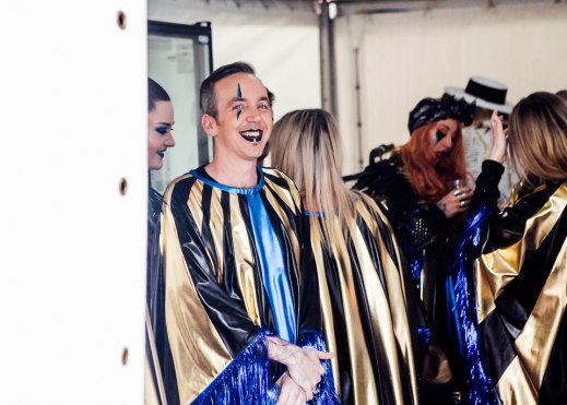 Ben Jenner back stage at Caulfield Racecourse, where the choir performed in 2019.