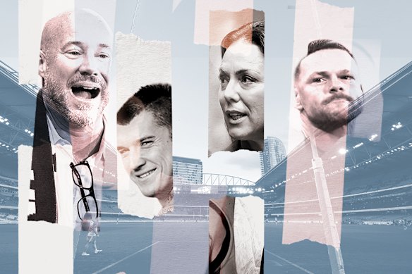 Luke Sayers, Dustin Martin Steven May have all been the subject of AFL integrity investigations. Cate Sayers (second from left) has been critical of the league.