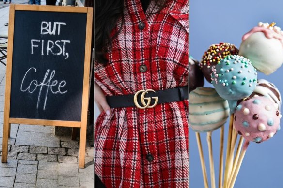 Cheugy: Slogans like “But first, coffee”; The Gucci double “G” belt; cake pops.