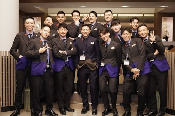 China Airlines’ all-male crew in the briefing room before the landmark outing to New York.
