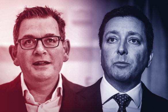 The survey shows Daniel Andrews has a commanding lead over Matthew Guy.