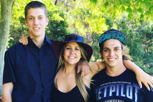 Missing person Corey O’Connell with siblings Haylee and Kyle.
