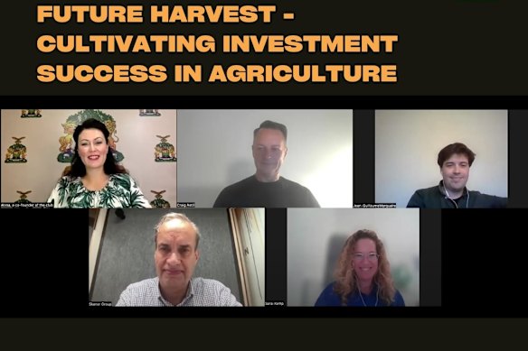 Craig Astill (top row, centre) speaks at an online forum in October 2024