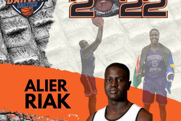 A social media slide posted by basketball team the Darwin Salties after signing Alier Riak, who died after being stabbed in Melbourne last weekend.