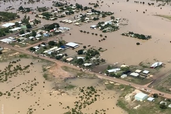The flooding in Burketown was expected to peak late on Sunday.