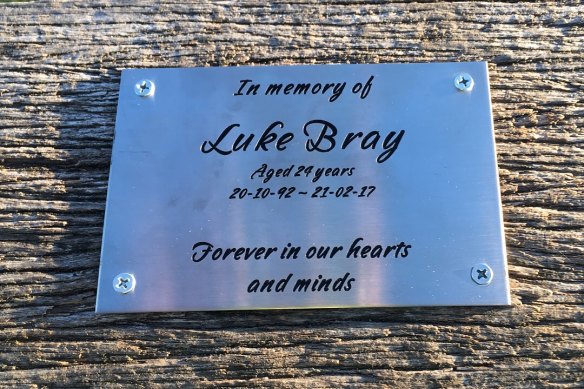 A plaque dedicated to Luke Bray at Point Cartwright on Queensland’s Sunshine Coast.