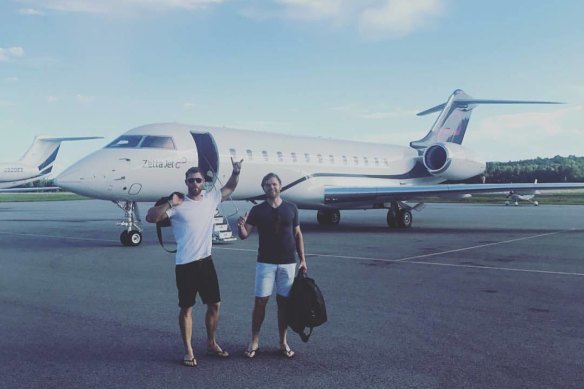 Actor Chris Hemsworth, left, was among Zetta Jet’s A-list passengers, according to its Facebook page