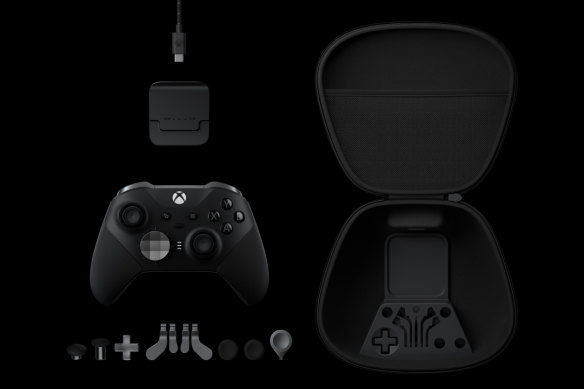 The controller comes in a case, with a charging dock and a range of sticks.