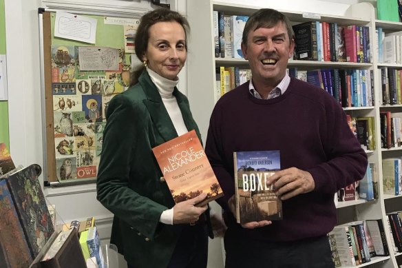 Local rural romance author and grazier Nicole Alexander with Richard Anderson at Wise Words in Moree.