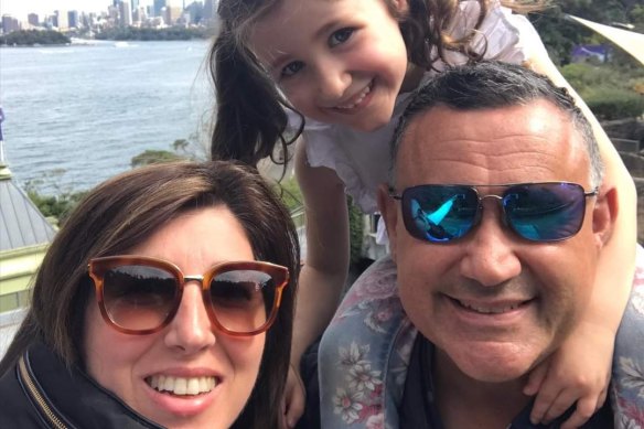 Deanna and John Barilaro with their daughter Sofia at Taronga Zoo on Sunday.