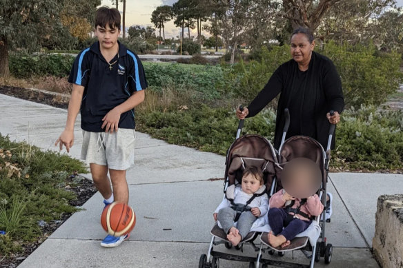 Nelson with her grandchildren.