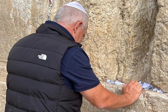 Scott Morrison prays at Jerusalem’s Wailing Wall last week.