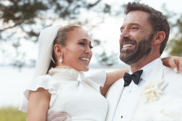 A wedding photo of Jennifer Lopez and Ben Affleck posted on Lopez’s Instagram account in 2023.