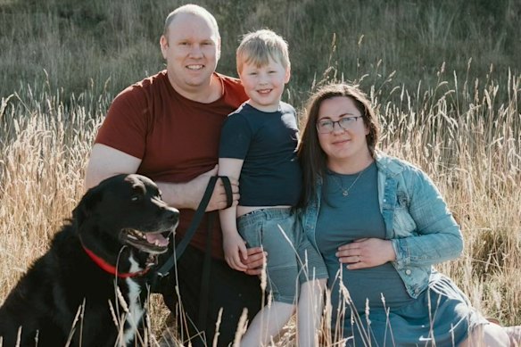 Katherine Hunter pregnant with daughter Ruby, now two, husband Ben, 36, and their son Riley, 7.